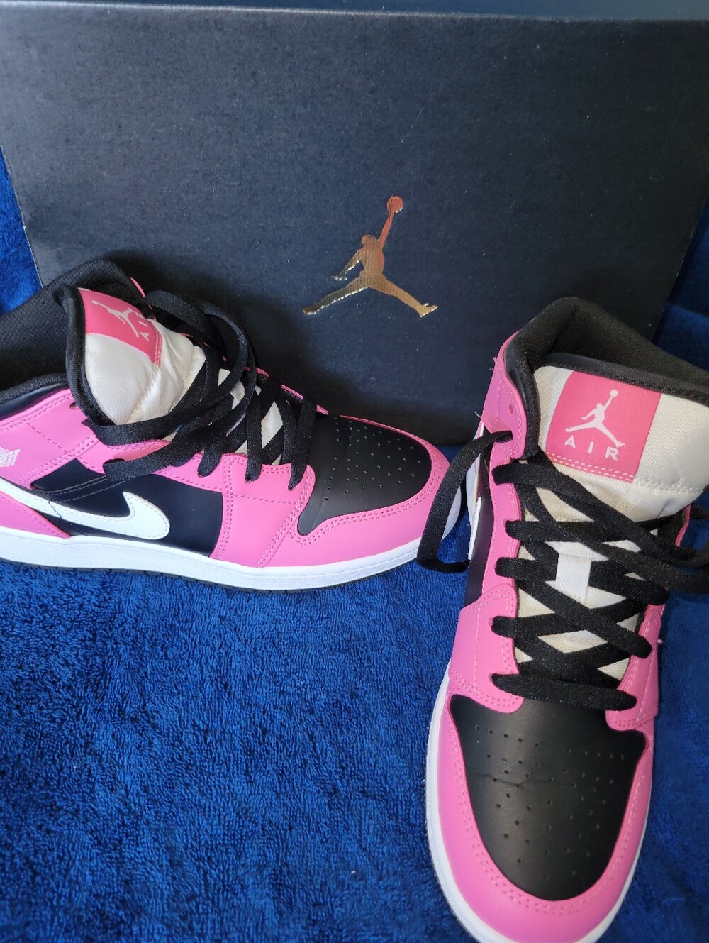 Jordan  Pink Black White High-Top Sneakers